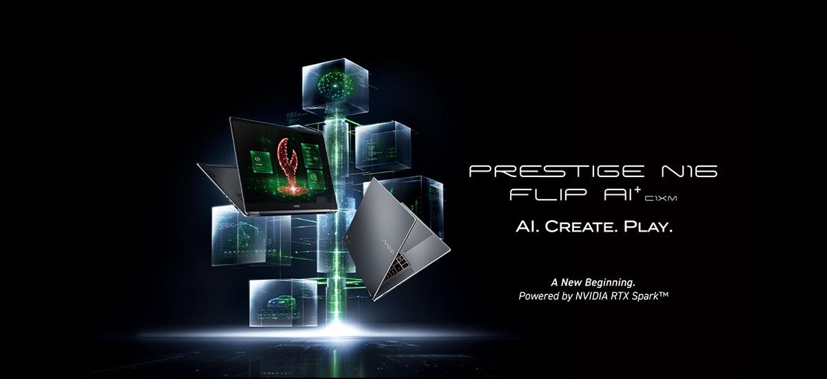 Трансформируемый ноутбук 2-в-1 MSI Prestige N16 Flip AI+ на базе NVIDIA RTX Spark